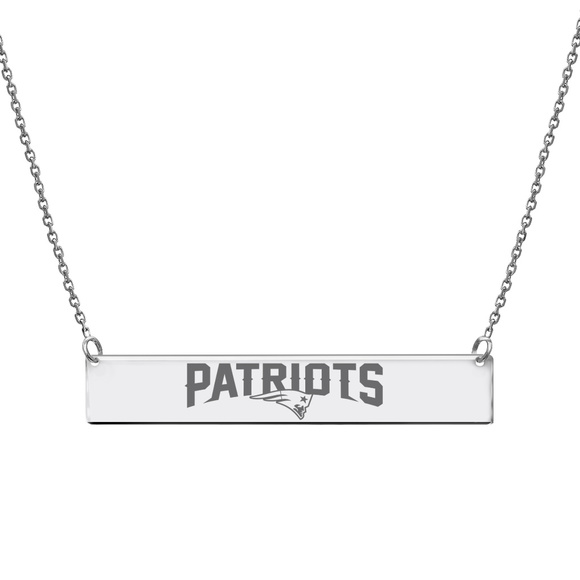 NFL Team New England Patriots Bar Silver Necklace - Picture 1 of 1